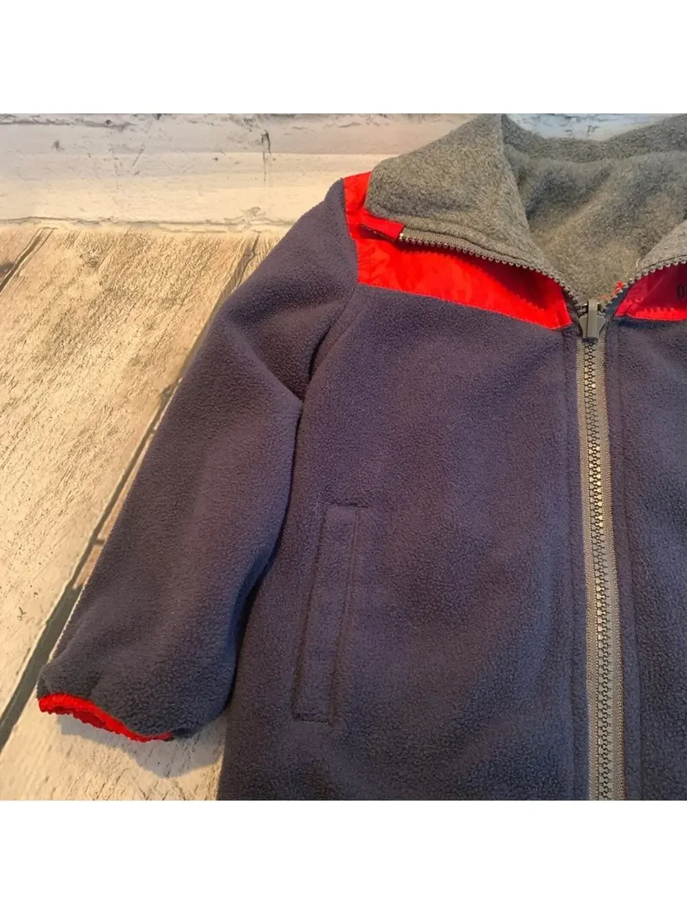 OSHGOSH B’GOSH Boy’s Reversible Zip Up Jacket - Red/Blue/Grey - Size: 2T